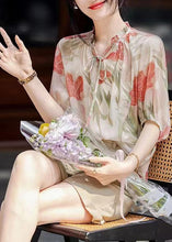 Load image into Gallery viewer, French Apricot V Neck Print Chiffon Top Summer