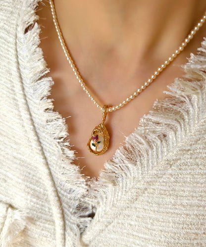 French Baroque Pearl Monet's Garden Pendant Necklace