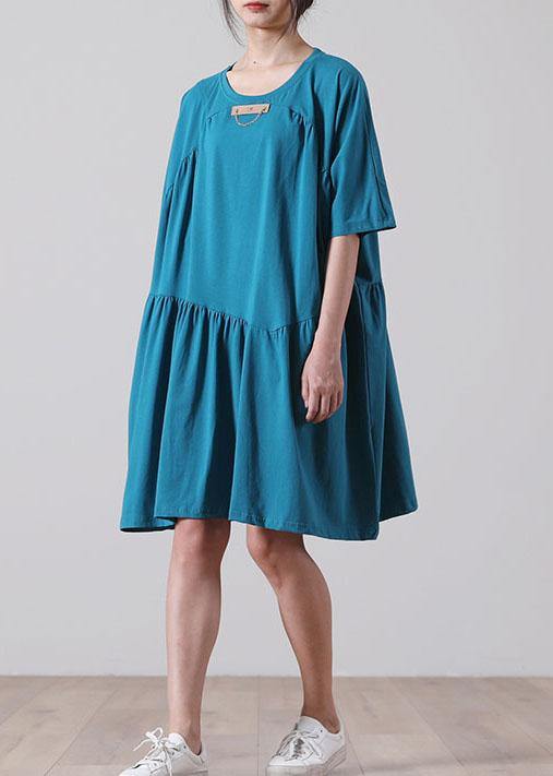 French Black Asymmetrical Cotton Dress Summer Dresses - SooLinen