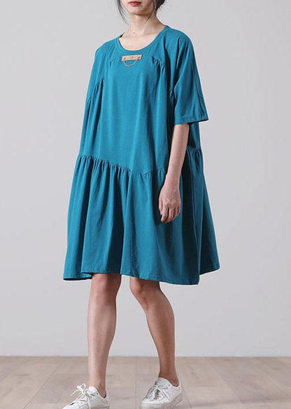 French Black Asymmetrical Cotton Dress Summer Dresses - SooLinen