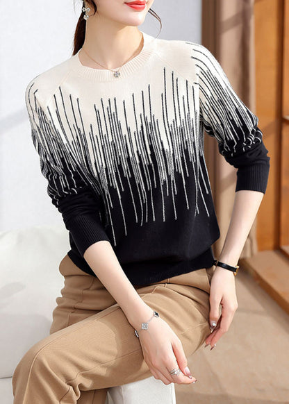 French Black O-Neck Cozy Knit Sweaters Winter