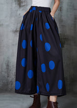 Load image into Gallery viewer, French Black Oversized Dot Cotton Wide Leg Pants Summer