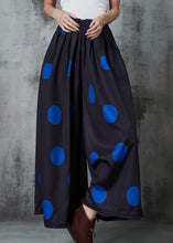 Load image into Gallery viewer, French Black Oversized Dot Cotton Wide Leg Pants Summer