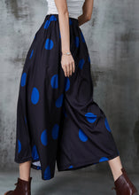 Load image into Gallery viewer, French Black Oversized Dot Cotton Wide Leg Pants Summer