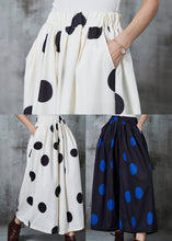 Load image into Gallery viewer, French Black Oversized Dot Cotton Wide Leg Pants Summer