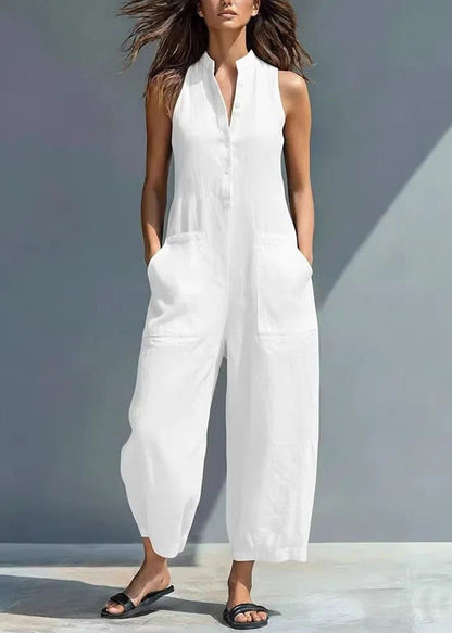 French Black Patchwork High Waist Solid Jumpsuits Sleeveless