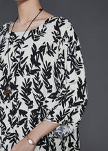 Load image into Gallery viewer, French Black Print Cotton Holiday Dress Summer