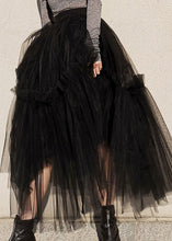 Load image into Gallery viewer, French Black Ruffled High Waist Tulle Skirts Summer