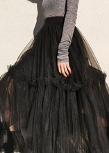 Load image into Gallery viewer, French Black Ruffled High Waist Tulle Skirts Summer