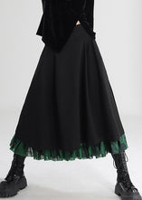 Load image into Gallery viewer, French Black Side Open Tulle Patchwork Skirts Spring