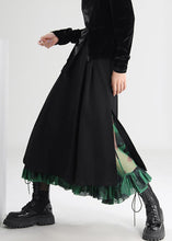 Load image into Gallery viewer, French Black Side Open Tulle Patchwork Skirts Spring