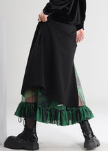 Load image into Gallery viewer, French Black Side Open Tulle Patchwork Skirts Spring