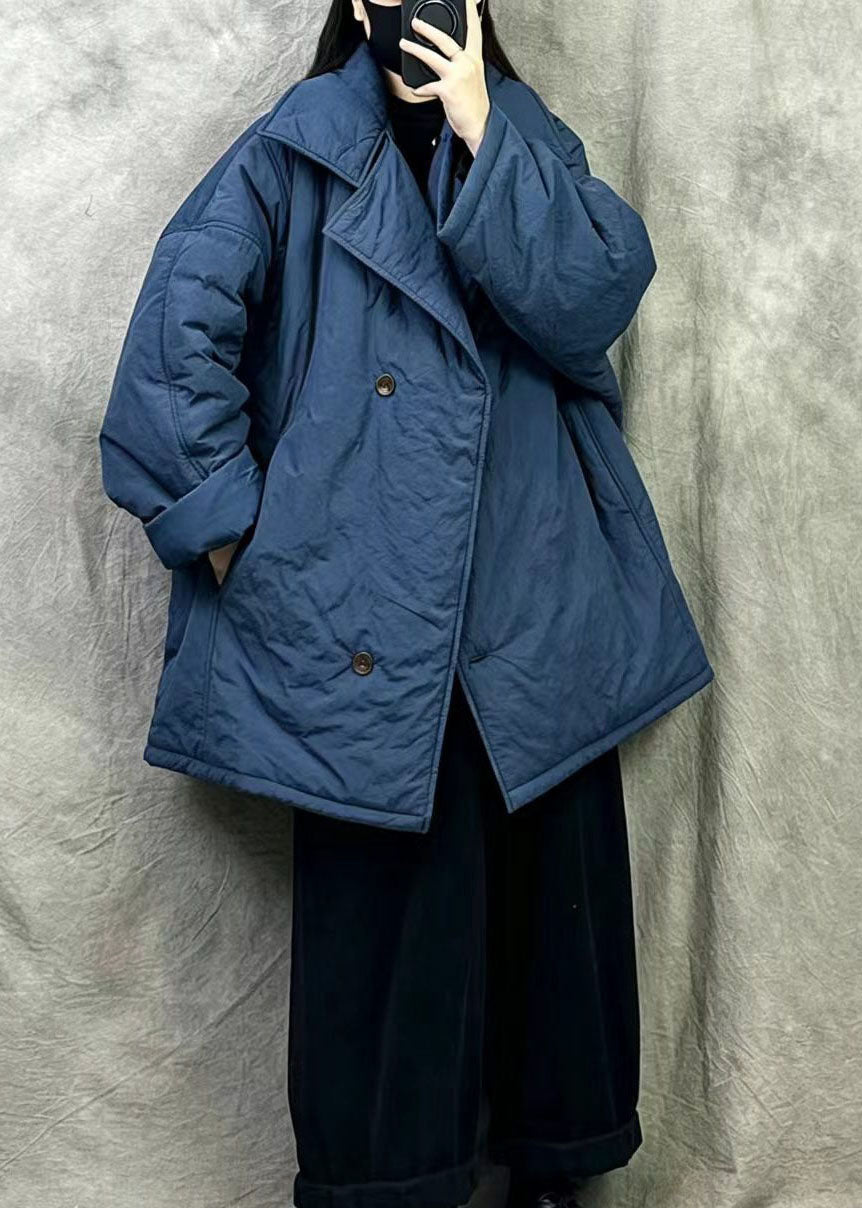 French Blue Peter Pan Collar Fine Cotton Filled Jackets Winter