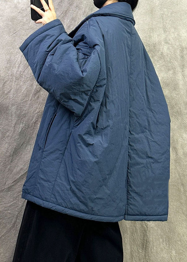 French Blue Peter Pan Collar Fine Cotton Filled Jackets Winter