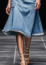 Load image into Gallery viewer, French Blue Pockets High Waist Patchwork Denim Skirt Summer