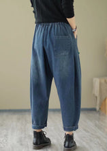 Load image into Gallery viewer, French Blue Pockets Lace Up Elastic Waist Jeans Fall