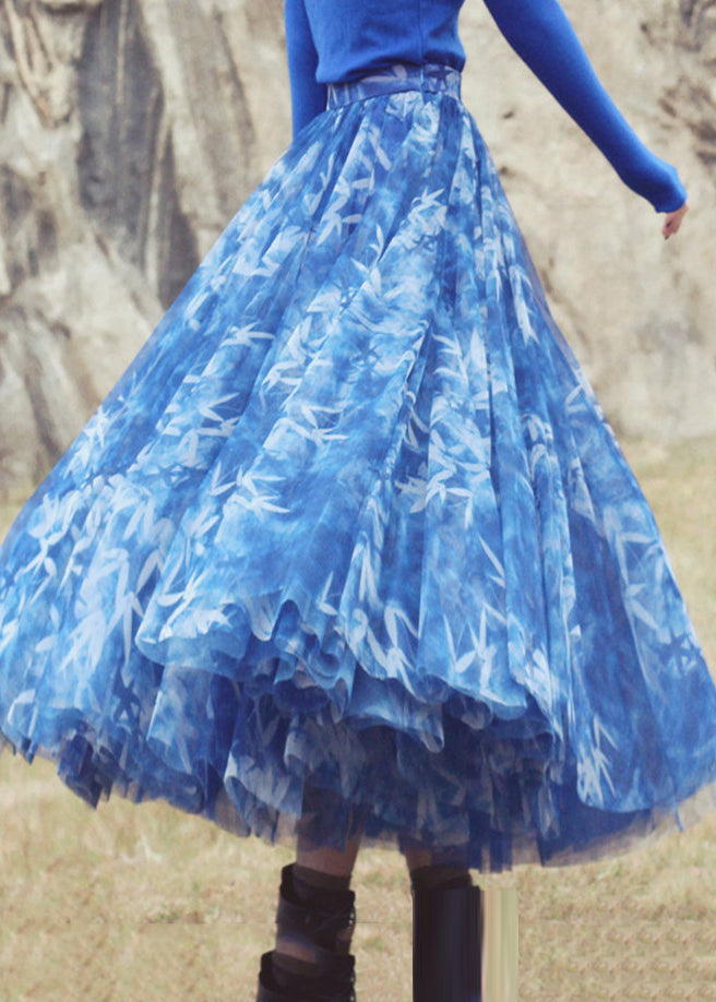 French Blue Print Exra Large Hem Tulle Beach Skirt Spring