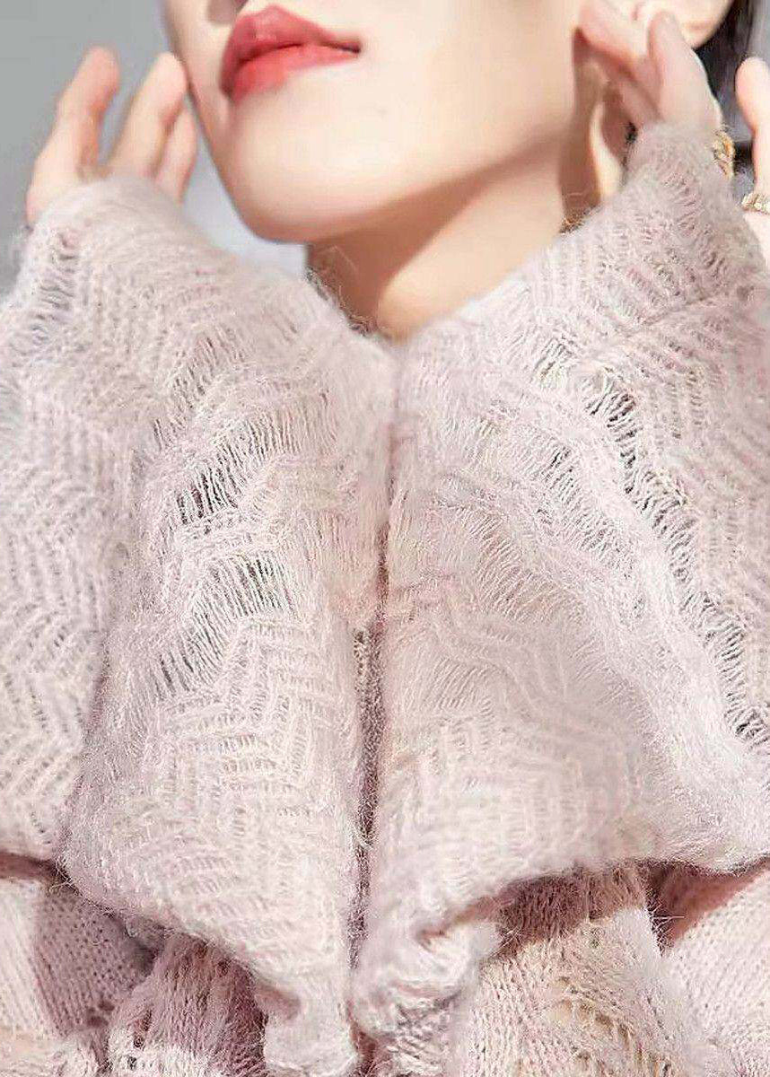 French Blue V Neck Ruffled Knit Top Flare Sleeve