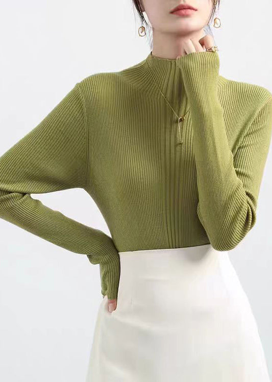 French Coffee Hign Neck Slim Fit Knit Sweater Spring