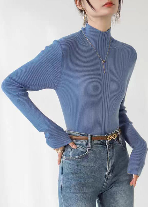 French Coffee Hign Neck Slim Fit Knit Sweater Spring