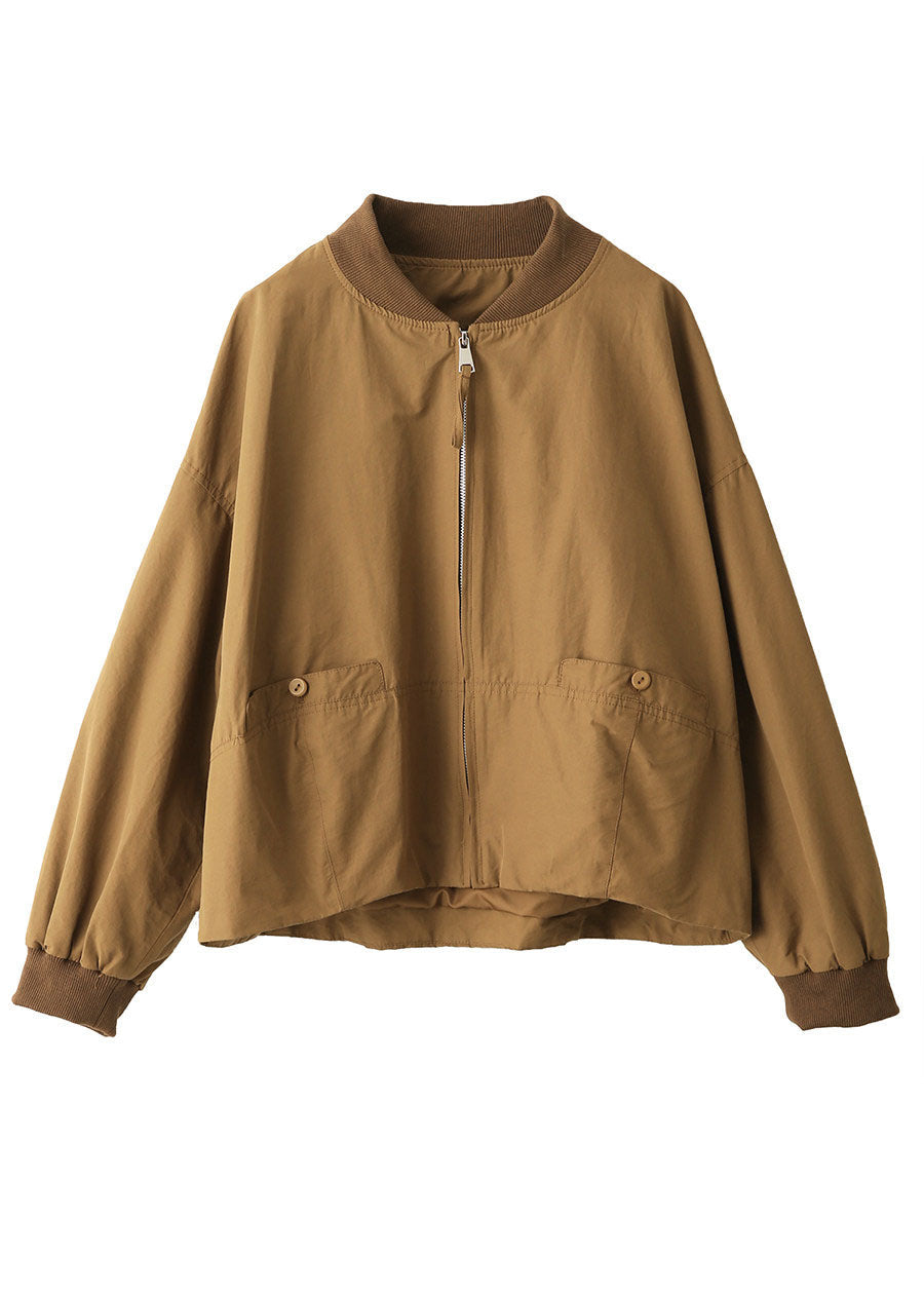 French Coffee Oversized Pockets Cotton Jackets Fall