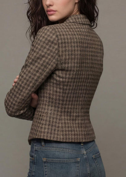 French Coffee Peter Pan Collar Button Cotton Suit Coat Fall