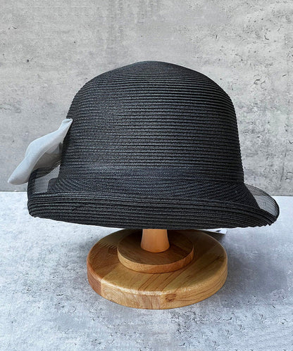 French Coffee Tulle Bow Patchwork Bucket Hat