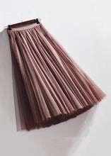 Load image into Gallery viewer, French Coffee Wrinkled Elastic Waist Tulle Skirts Summer