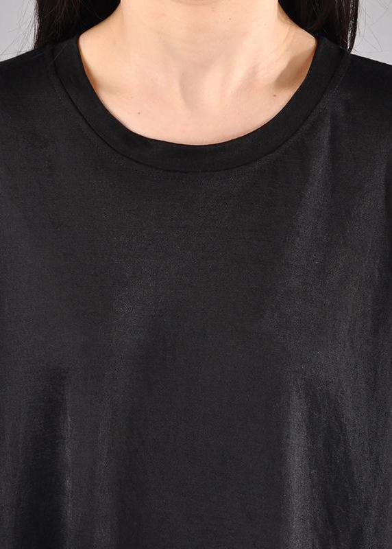 French Cotton Long Shirts plus size Cotton Casual Spliced Short Sleeve Dress - SooLinen