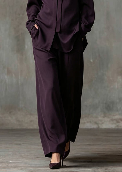 French Dark Purple Oversized Spandex Two Pieces Set Fall