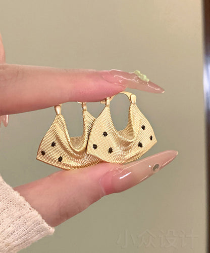 French Gold Copper Alloy Dripping Glaze Dot Handbag Hoop Earrings