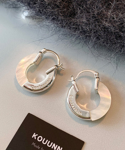 French Gold Plated White Sea Shell Earrings