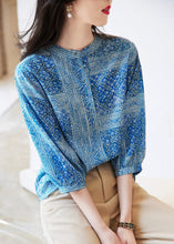 Load image into Gallery viewer, French Green O-Neck Print Chiffon Tops Fall
