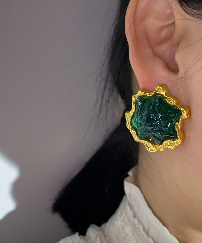 French Green Oversized Acrylic Stud Earrings