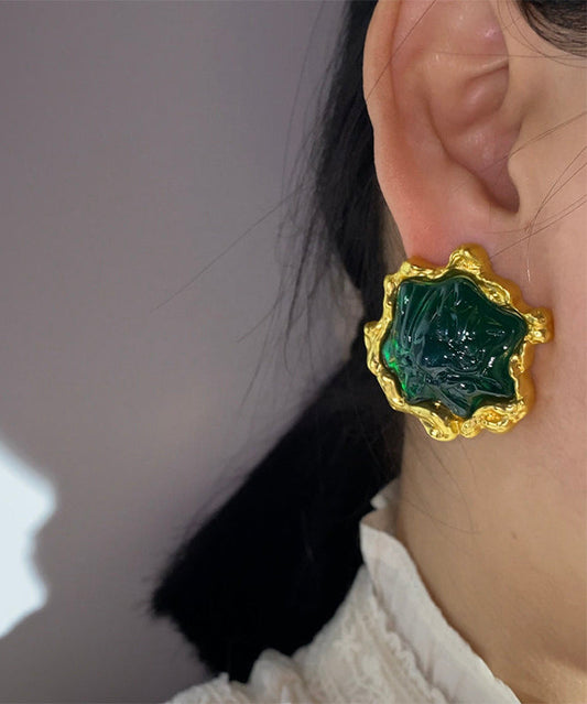 French Green Oversized Acrylic Stud Earrings