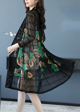 Load image into Gallery viewer, French Green V Neck Print Hollow Out Long Ice Size Knit Cardigan Long Sleeve
