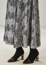 Load image into Gallery viewer, French Grey Sequins Exra Large Hem Skirt Summer