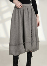 Load image into Gallery viewer, French Grey Zippered Pockets High Waist Cotton Skirts Spring