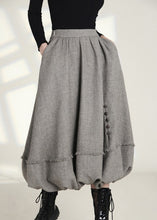 Load image into Gallery viewer, French Grey Zippered Pockets High Waist Cotton Skirts Spring