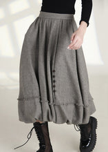 Load image into Gallery viewer, French Grey Zippered Pockets High Waist Cotton Skirts Spring