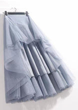 Load image into Gallery viewer, French Haze Blue Elastic Waist Tulle Pleated Skirt Summer