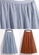 Load image into Gallery viewer, French Haze Blue Elastic Waist Tulle Pleated Skirt Summer