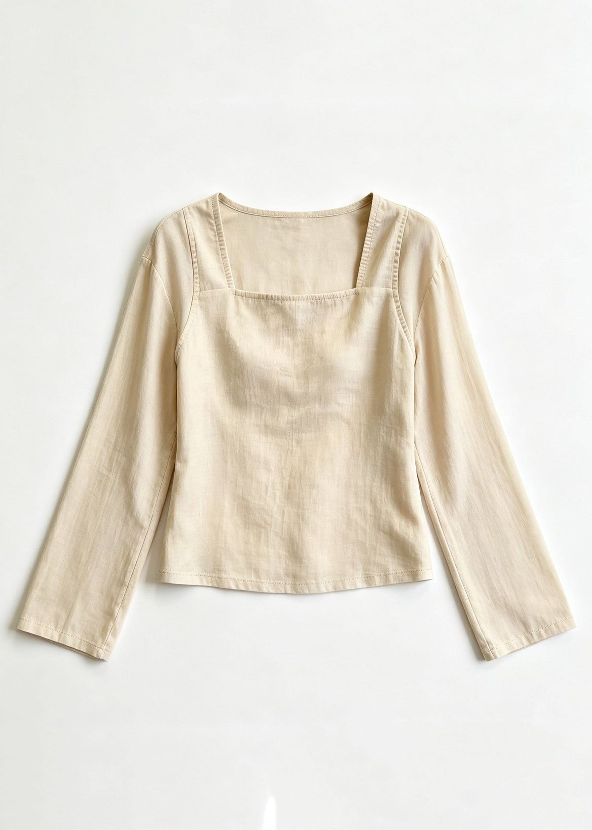 French Khaki Square Collar Patchwork Tops Fall