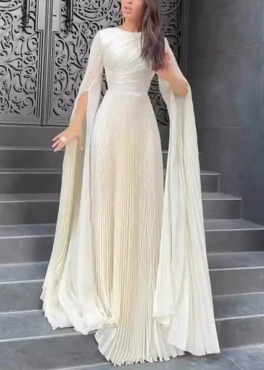 French Light Blue Wrinkled High Waist Cotton Party Dress Spring