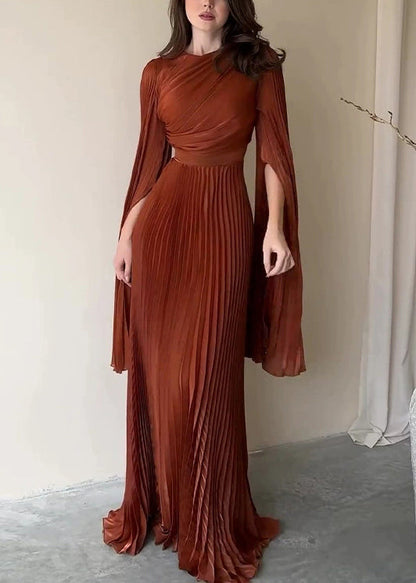 French Light Blue Wrinkled High Waist Cotton Party Dress Spring