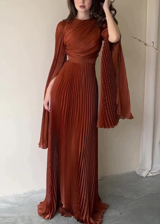 French Light Blue Wrinkled High Waist Cotton Party Dress Spring