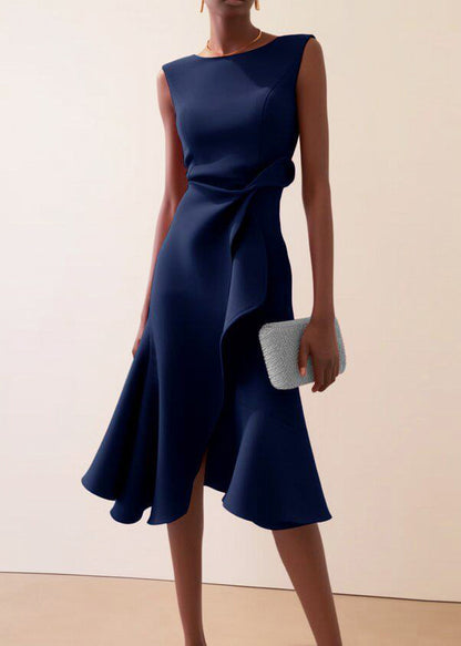 French Light Green Asymmetrical Cotton Dresses Sleeveless