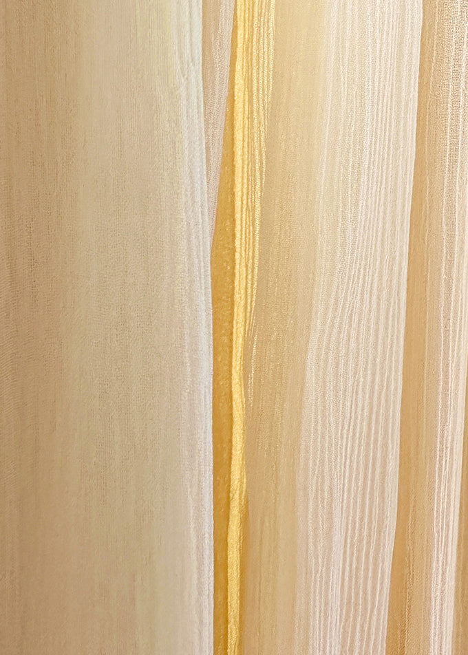 French Light Yellow Wrinkled Floral Patchwork Silk Dress Spring