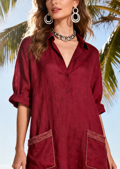 French Mulberry Tasseled Patchwork Cotton Vacation Dress Summer