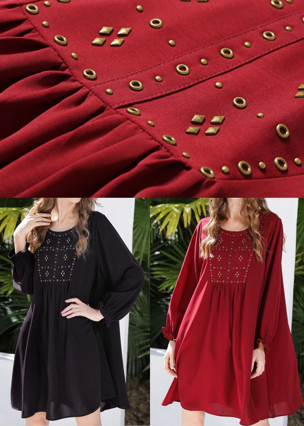 French Mulberry fashion Chiffon long sleeve Spring Vacation Dresses - SooLinen